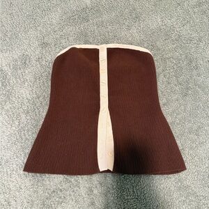 Abercrombie & Fitch Brown Ribbed Button-Front Top